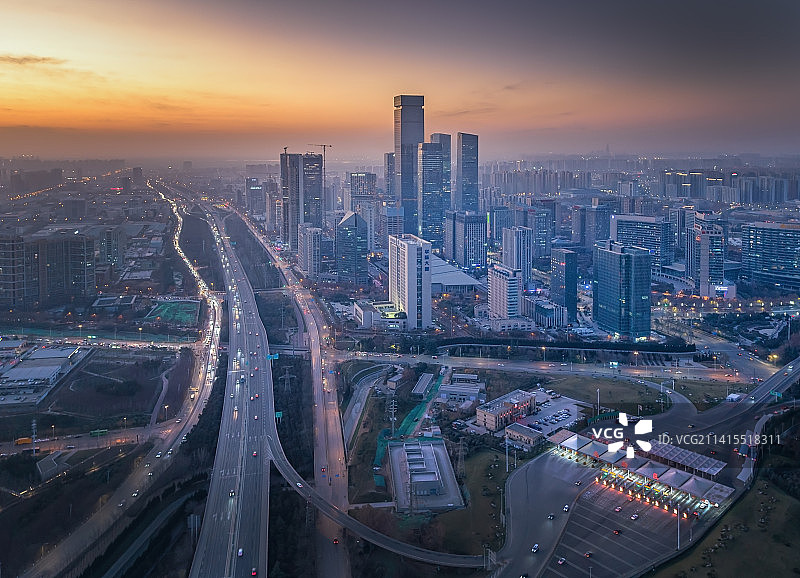 西安高新锦业路CBD图片素材