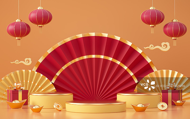 3d产品展台春节场景新年背景图片素材