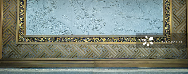中式风格浮雕墙图片素材