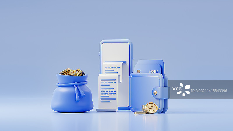 3D渲染手机购物金融理财主题插画图片素材