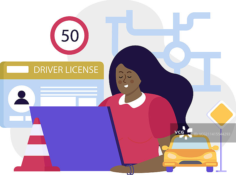 驾驶学校扁平背景图片素材