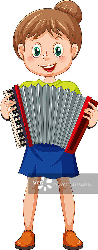 女孩演奏手风琴乐器图片素材