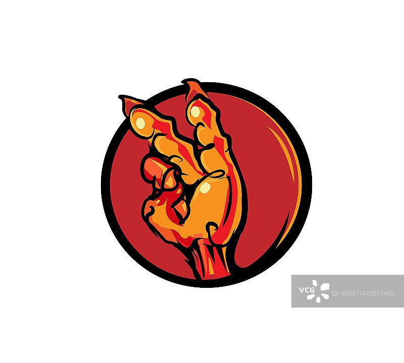 手绘一只红色鸡爪子的矢量标志图图片素材