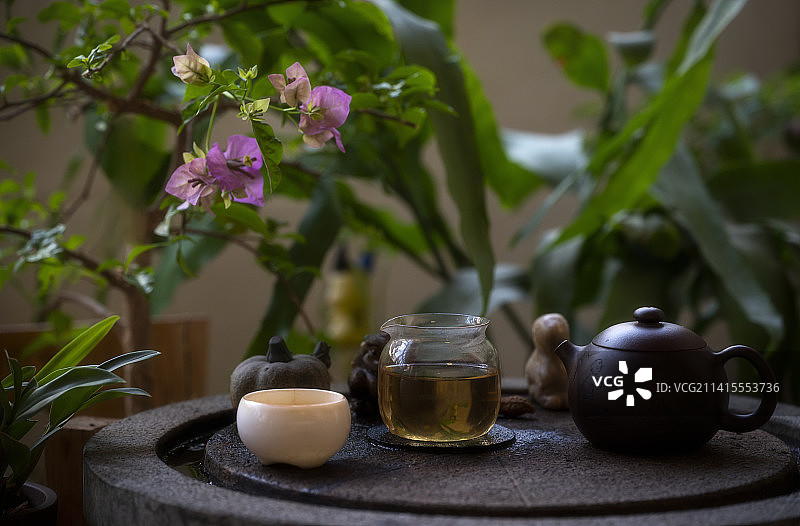 一人一壶一茶图片素材