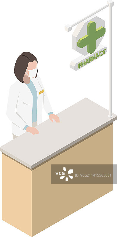药房柜台工作人员构成图片素材