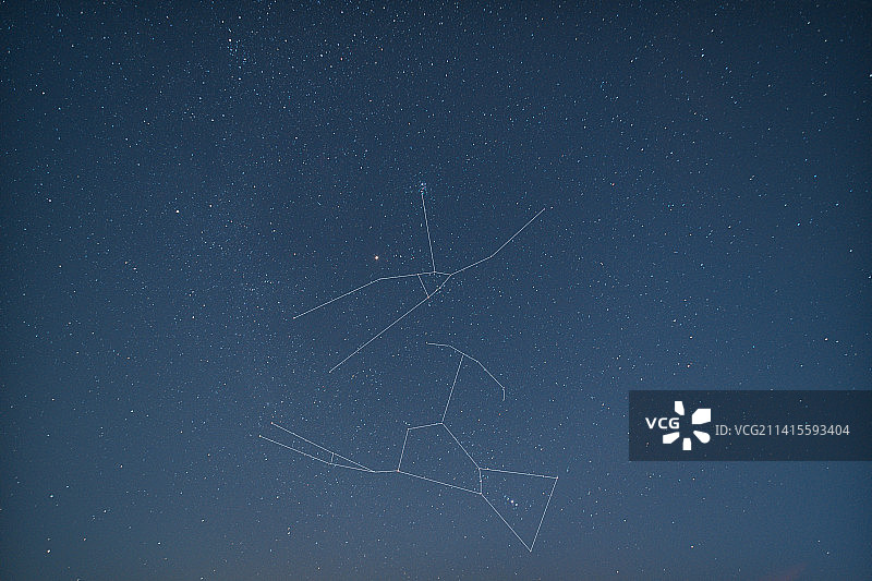 冬季夜空中的金牛座与猎户座图片素材