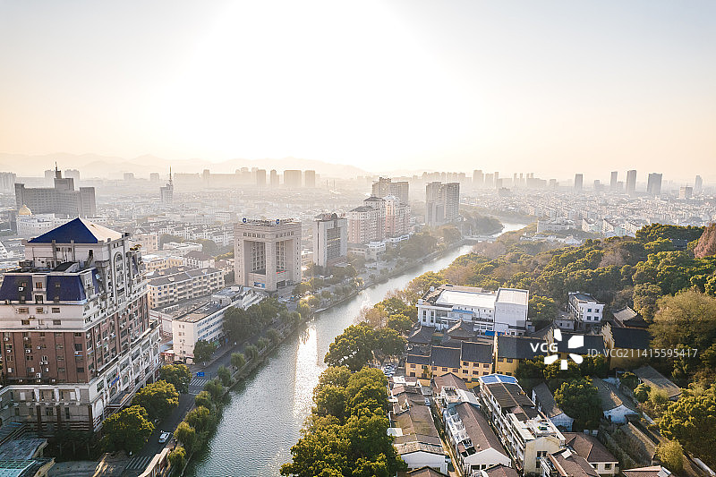 余姚姚江两岸城市风光图片素材