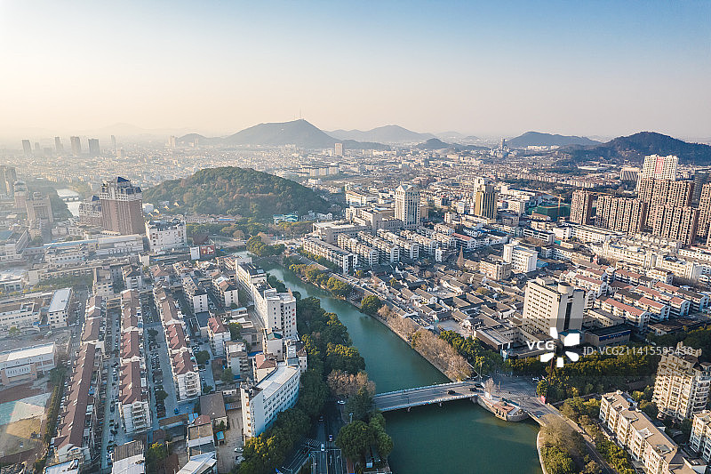 余姚姚江两岸城市风光图片素材