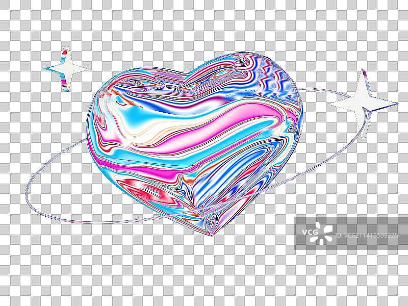 3D建模渲染的酸性风爱心图片素材