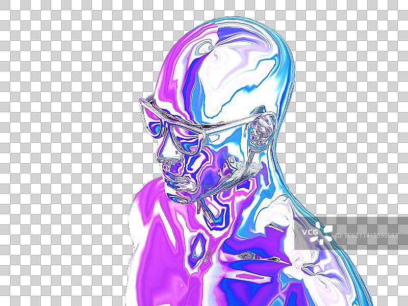 3D建模渲染的酸性风男人图片素材