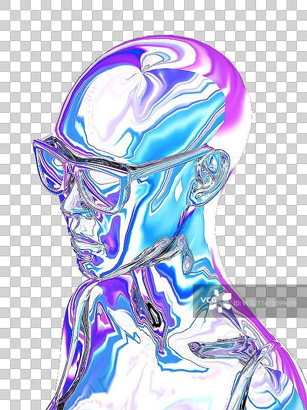 3D建模渲染的酸性风女人图片素材