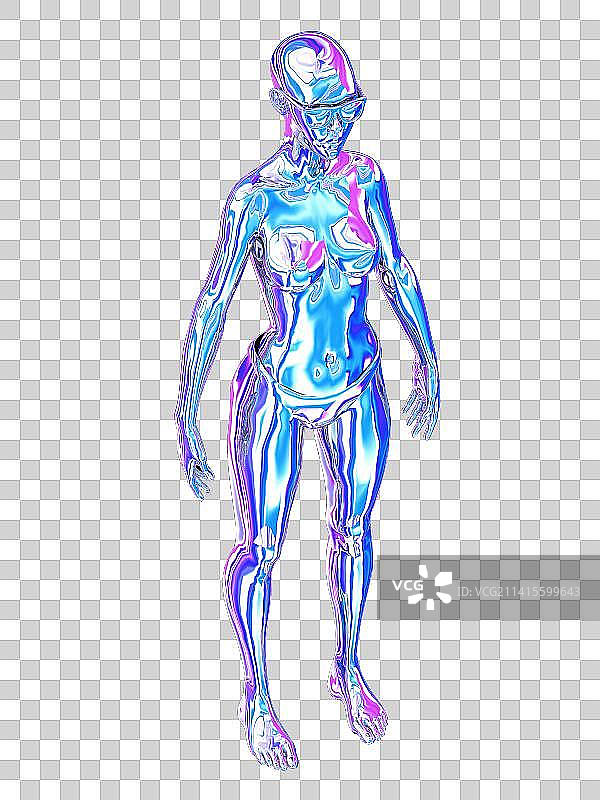 3D建模渲染的酸性风女人图片素材