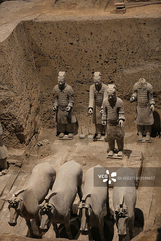 陕西省西安市秦始皇陵兵马俑（秦始皇兵马俑博物馆）三号坑图片素材