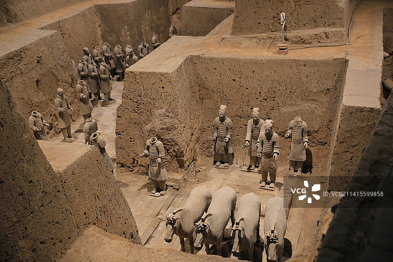 陕西省西安市秦始皇陵兵马俑（秦始皇兵马俑博物馆）三号坑图片素材