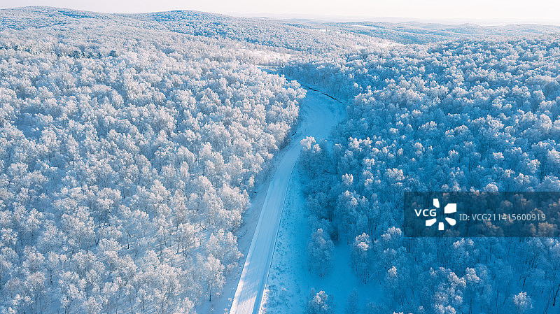 内蒙古呼伦贝尔草原冬季雾凇雪景图片素材
