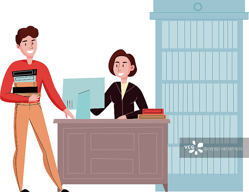 图书馆人物扁平风格组合图片素材