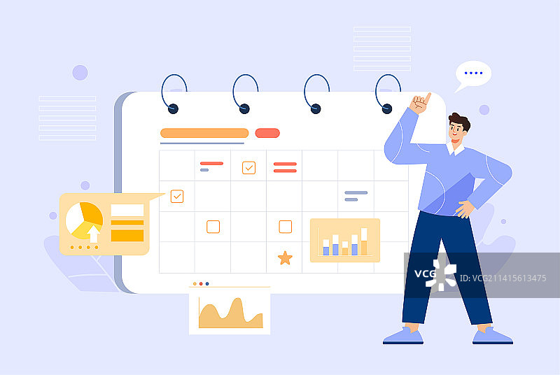 商务人士站在日历任务清单图片素材