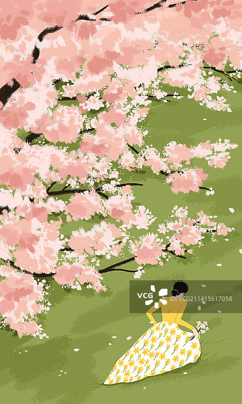 樱花树下的春色图片素材