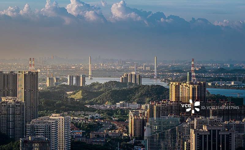 粤港澳大湾区江门蓬江区城市风光航拍图片素材