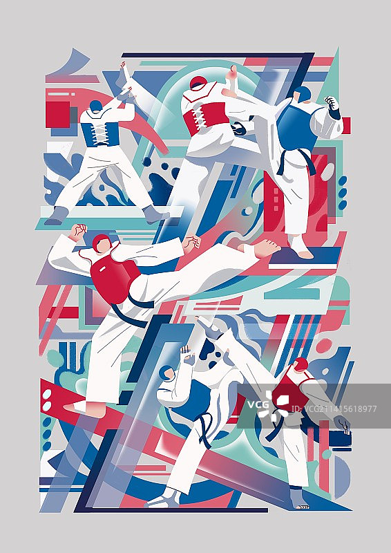奥运会系列插画-跆拳道图片素材