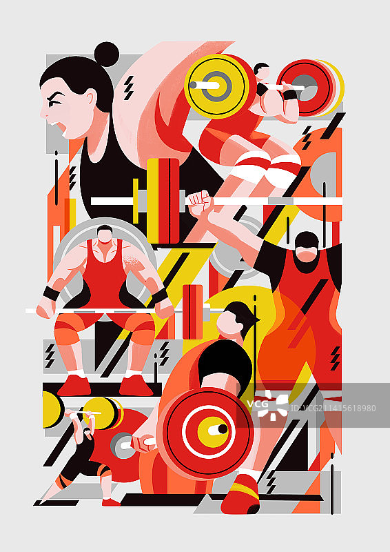 奥运会系列插画-举重图片素材