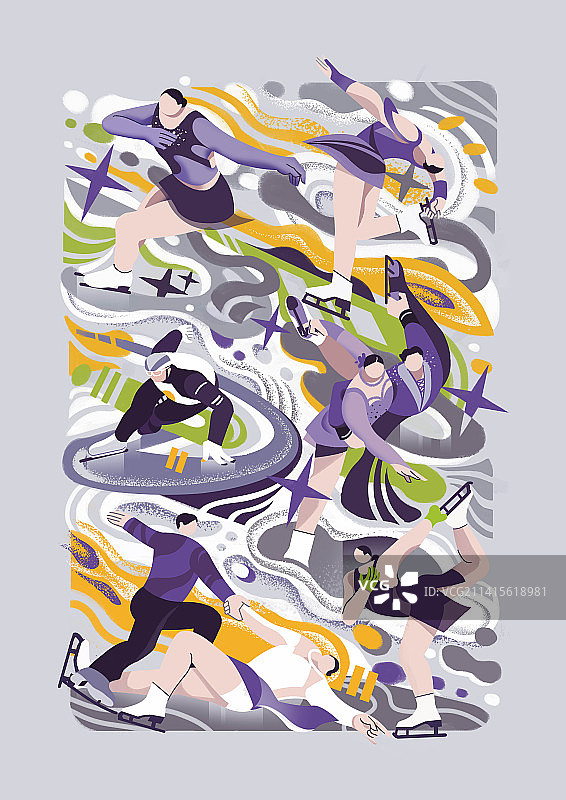 奥运会系列插画-滑冰图片素材
