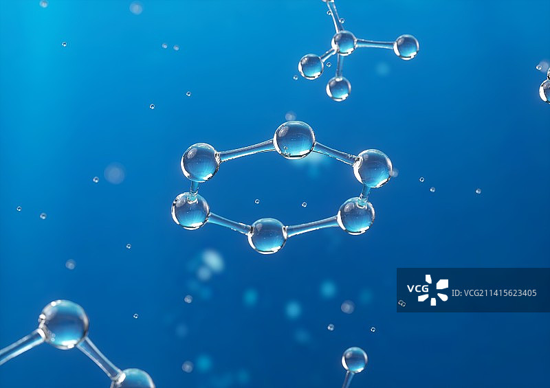 蓝色分子模型 纳米分子结构图片素材
