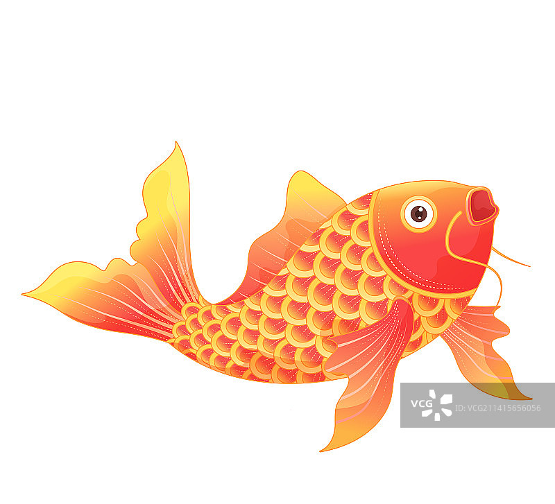 锦鲤鲤鱼好运矢量插画元素图片素材