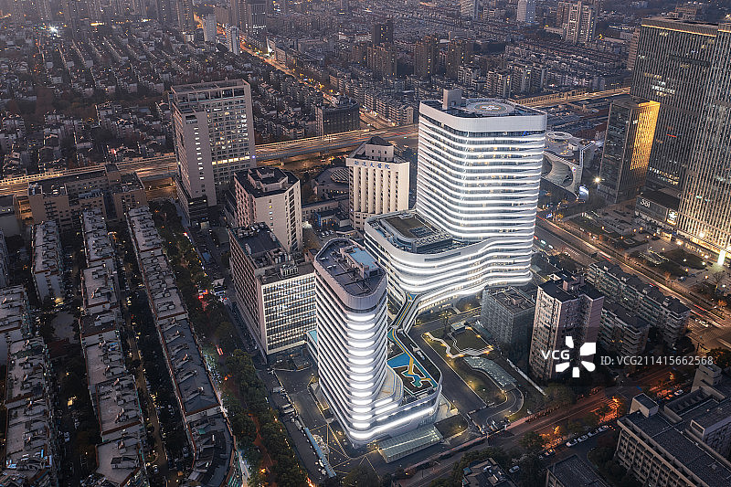 杭州庆春路邵逸夫医院航拍图片素材