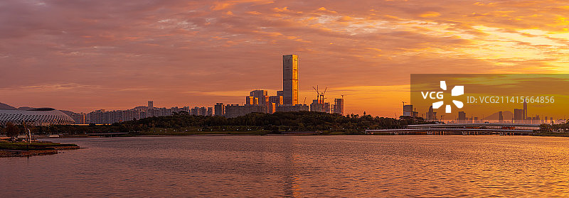 深圳湾人才公园日出全景图片素材