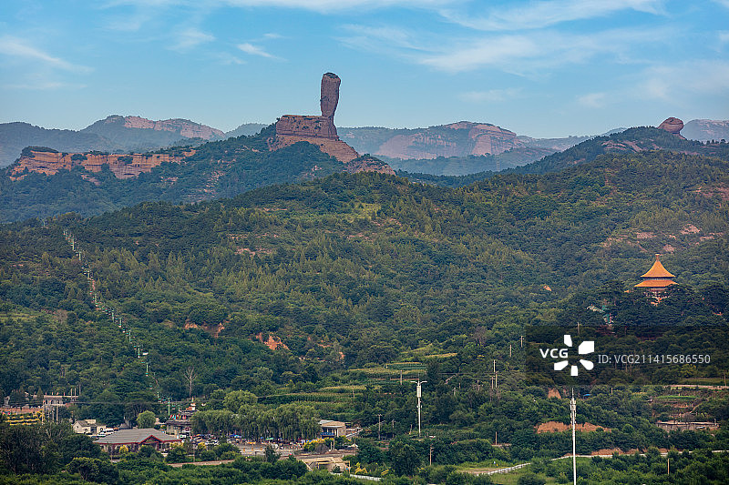 中国河北承德磬锤峰景区棒槌山、蛤蟆石及外八庙普乐寺图片素材