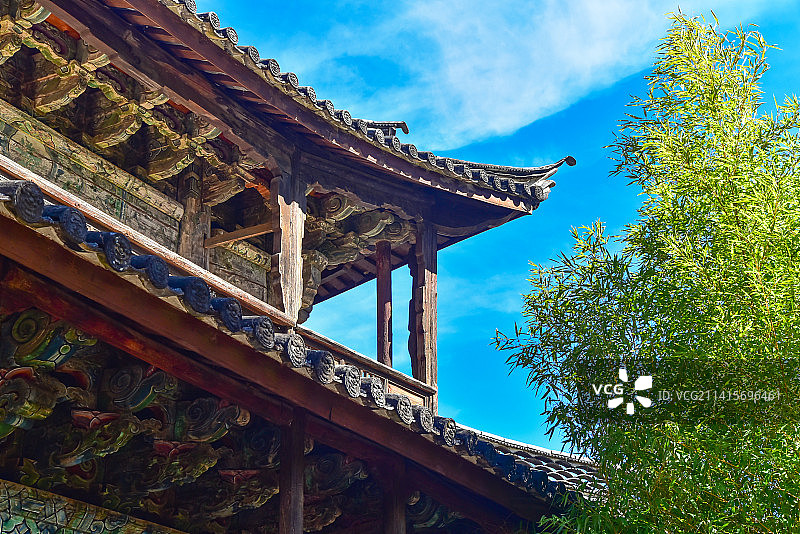 云南丽江白沙古镇纳西族古建筑图片素材