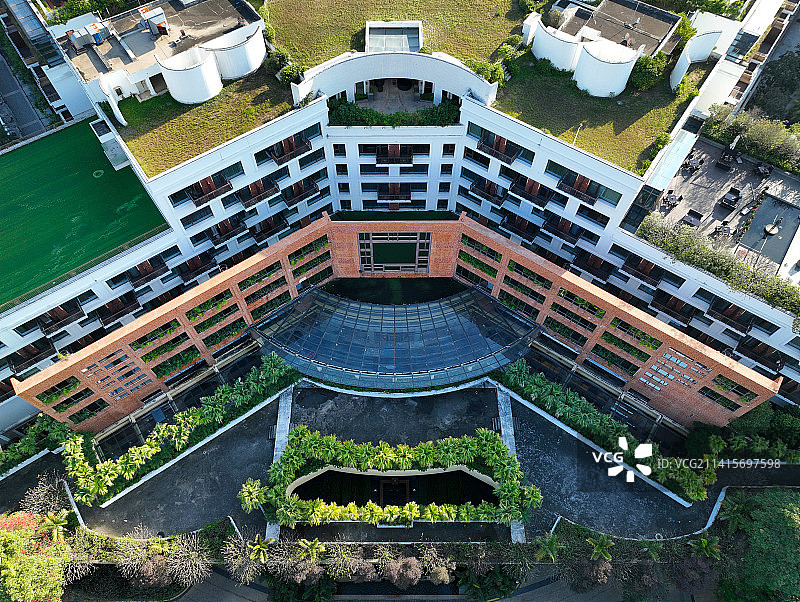 广东省深圳市南山何香凝美术馆华侨城洲际大酒店锦绣中华航拍图片素材