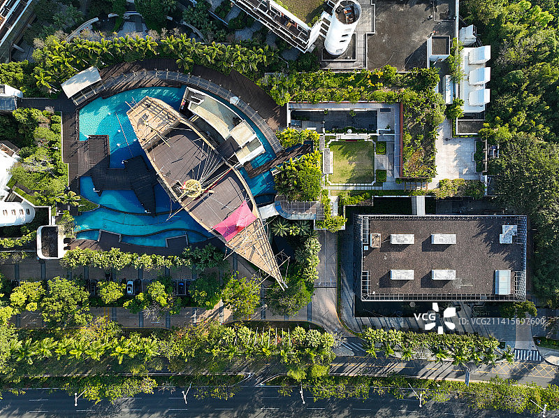 广东省深圳市南山何香凝美术馆华侨城洲际大酒店锦绣中华航拍图片素材