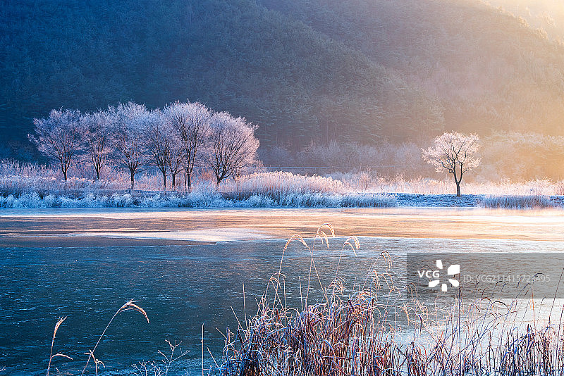 冬季韩国湖泊美景图片素材