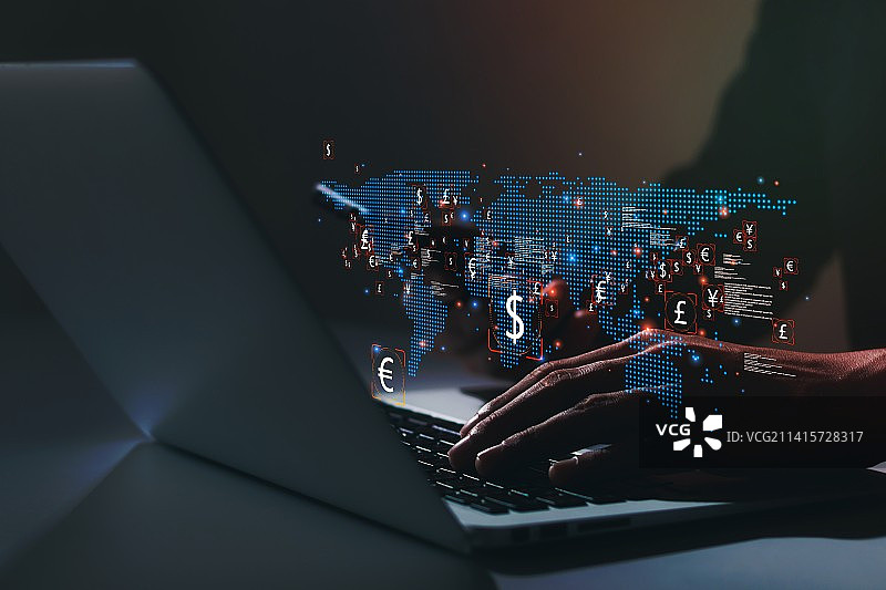 商人分析商业报告图表和财务图表图片素材