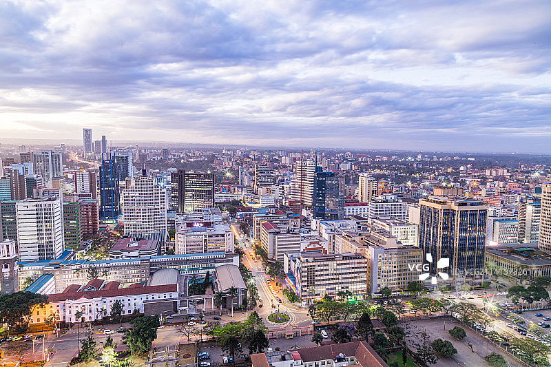 肯尼亚内罗毕城市现代建筑高角度视图图片素材