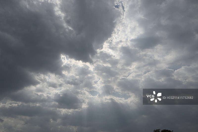 印度，绿意盎然的环境中散落着云朵的天空图片素材