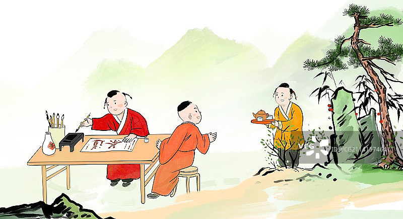 茶文化古代人物高雅生活方式文学系列插图图片素材