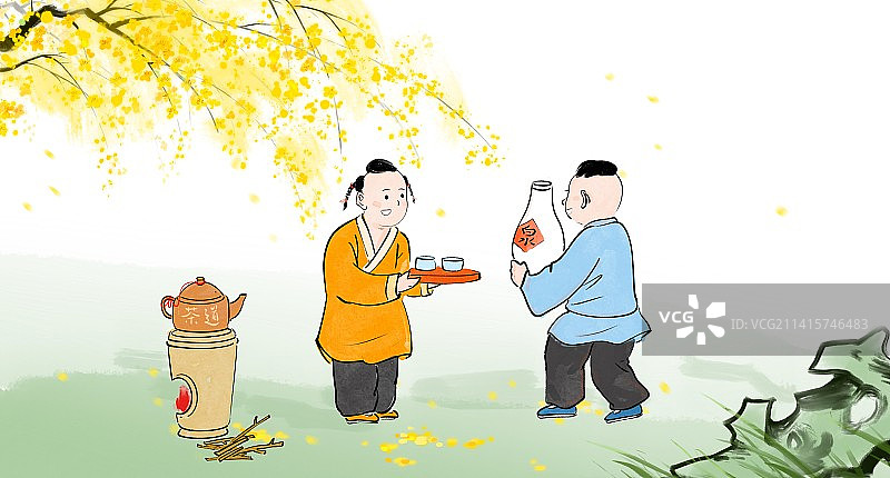 茶文化古代人物高雅生活方式文学系列插图图片素材