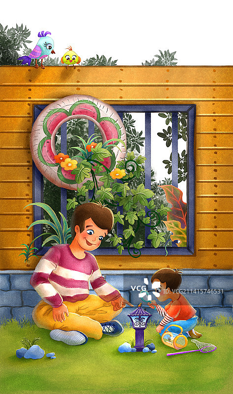 亲子插画图片素材