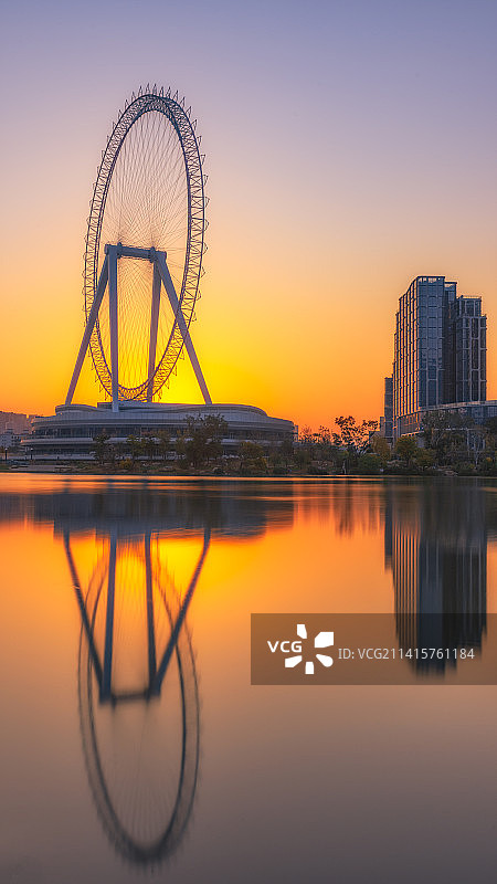 福州晋安湖公园夕阳晚霞图片素材