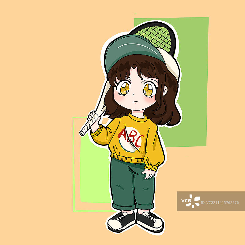 打网球的小女孩图片素材