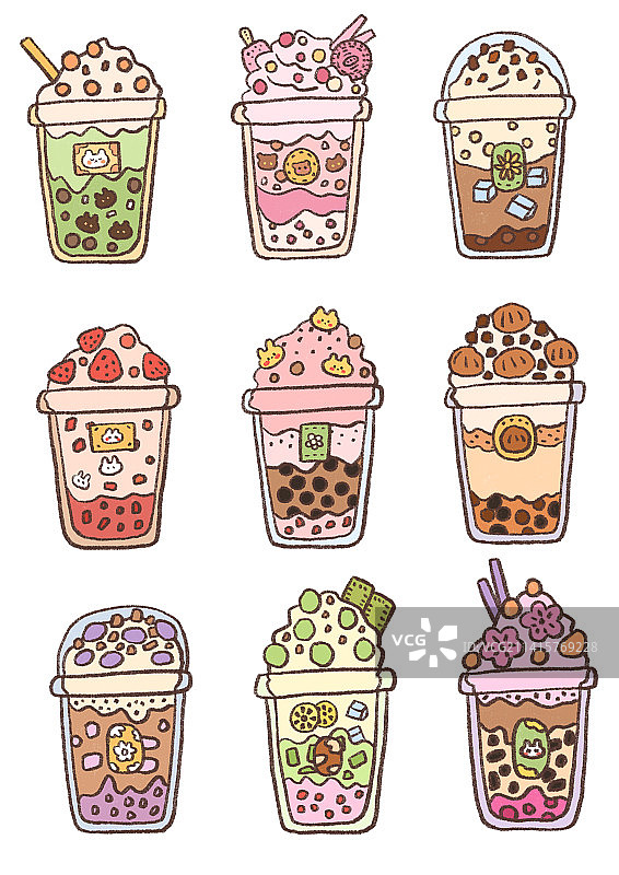 可爱奶茶插画图片素材
