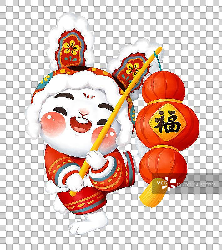 春节年俗插画兔年生肖兔子图片素材
