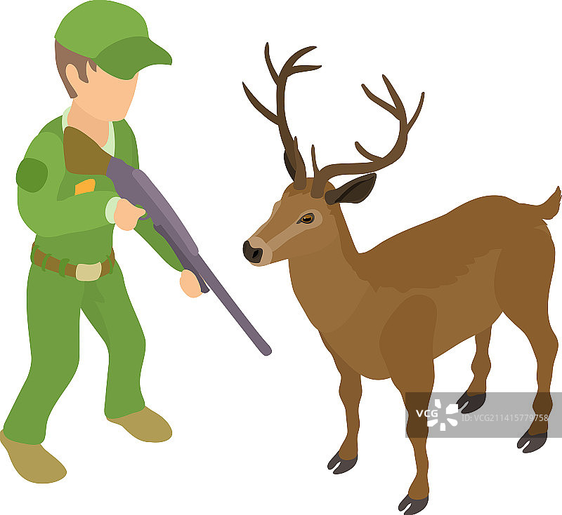 捕捉鹿的等距视角图标图片素材