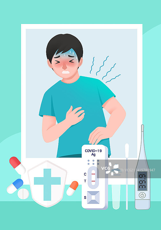 新冠病毒症状插画图片素材