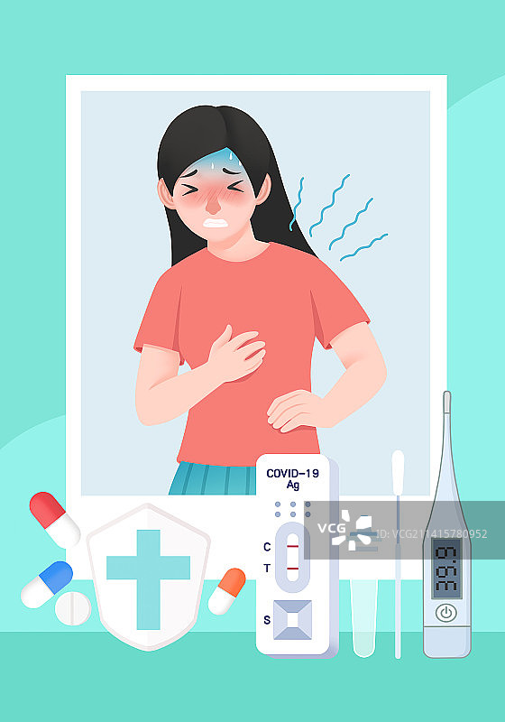 新冠病毒症状插画图片素材
