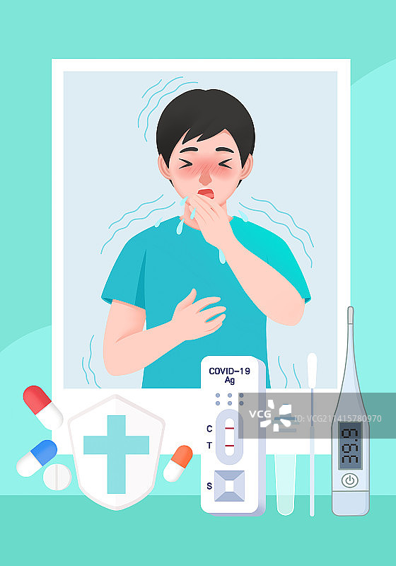 新冠病毒症状插画图片素材