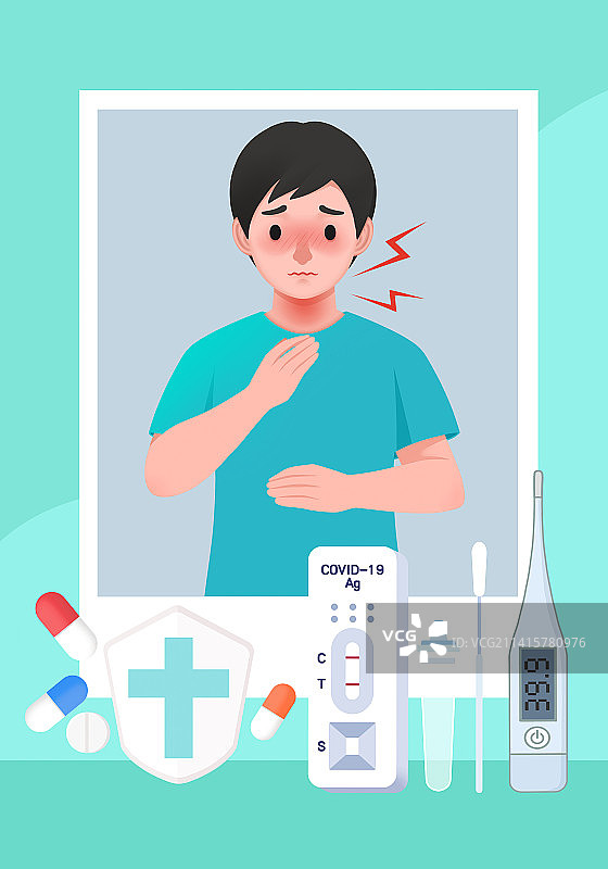 新冠病毒症状插画图片素材
